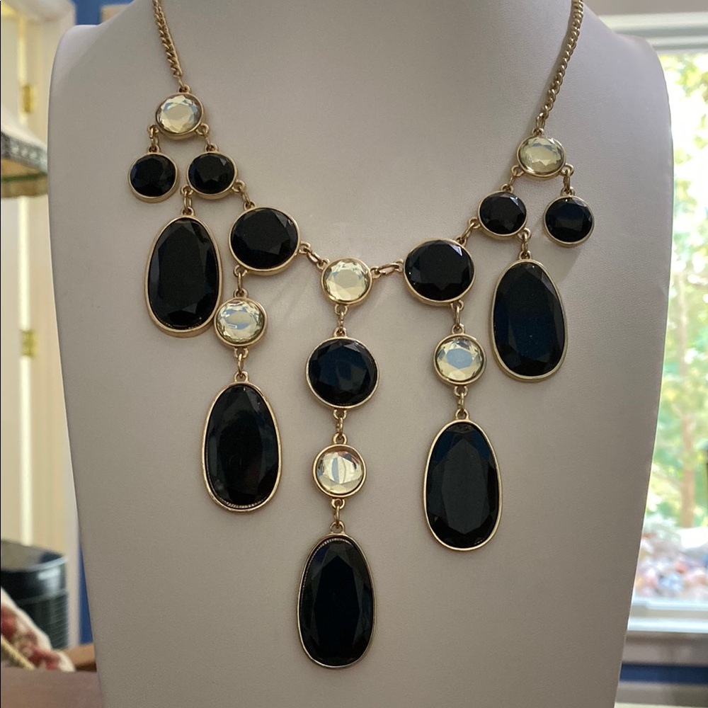 10/$10 Black and Gold chandelier Statement Necklace